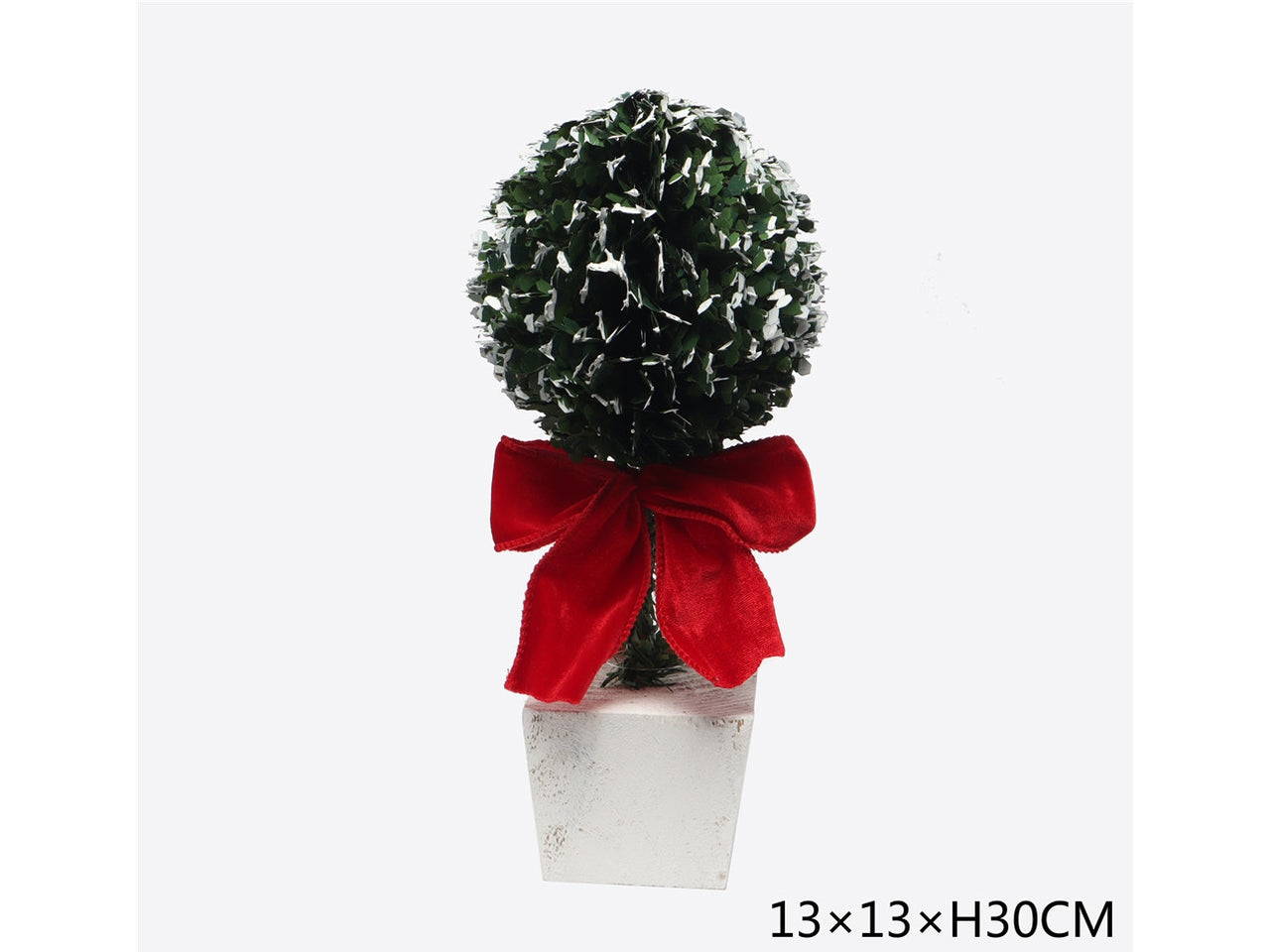 Albero a sfera 30cm con fiocco rosso