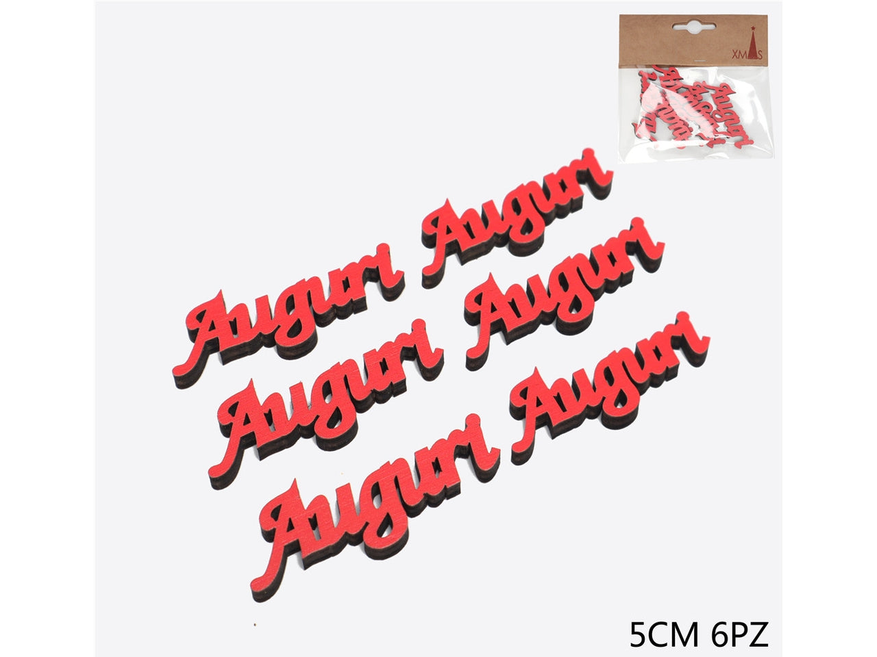 Applicazione auguri 5cm in confezione da 6 pezzi rosso