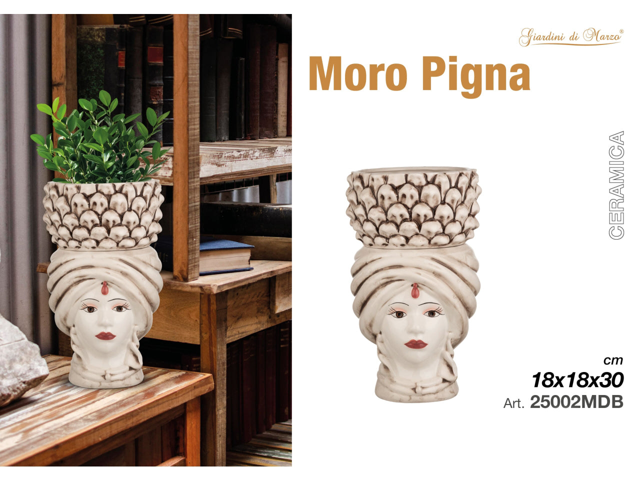 Moro donna 30cm anticato con pigna