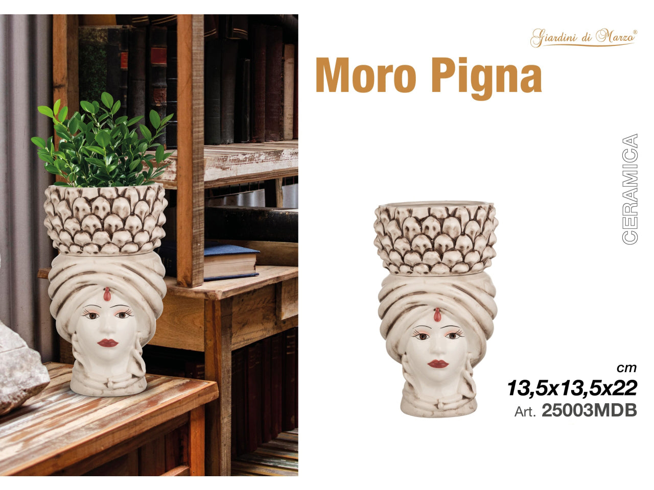 Moro donna 22cm anticato con pigna