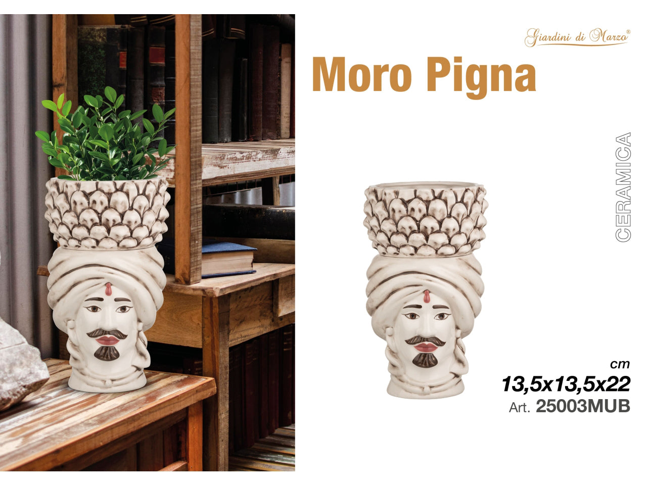 Moro uomo 22cm anticato con pigna
