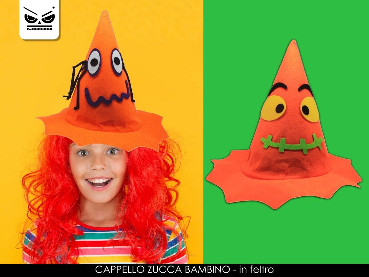 Cappello zucca occhioni in feltro per bambino