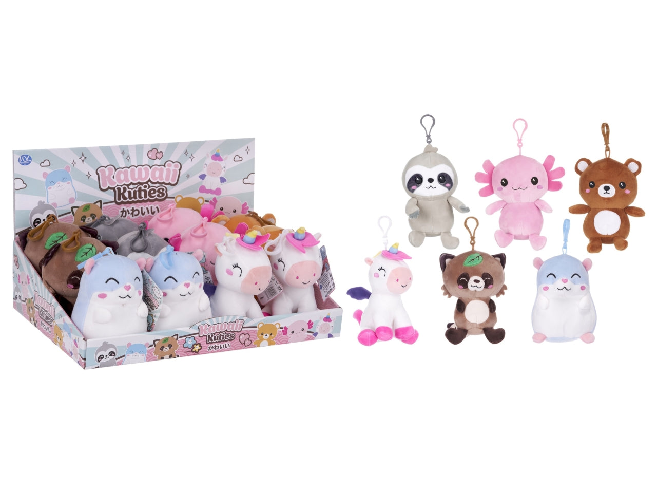 Kawaii kuties peluche 12cm super squishy gift con bag-clip in 6 assortimenti