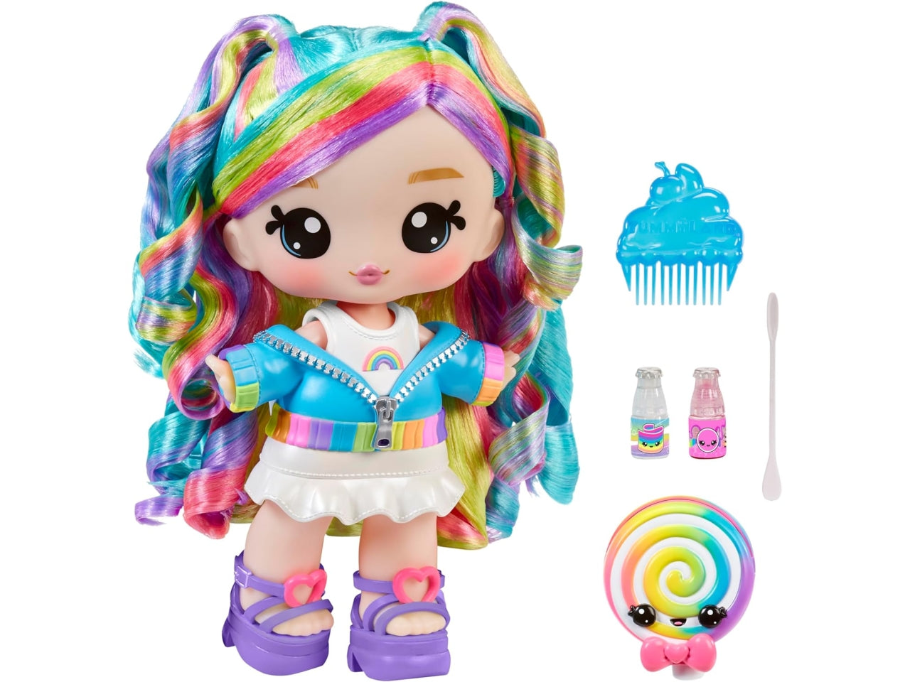 Yummiland large doll lipgloss pet- rainbow skyler rainbow belt
