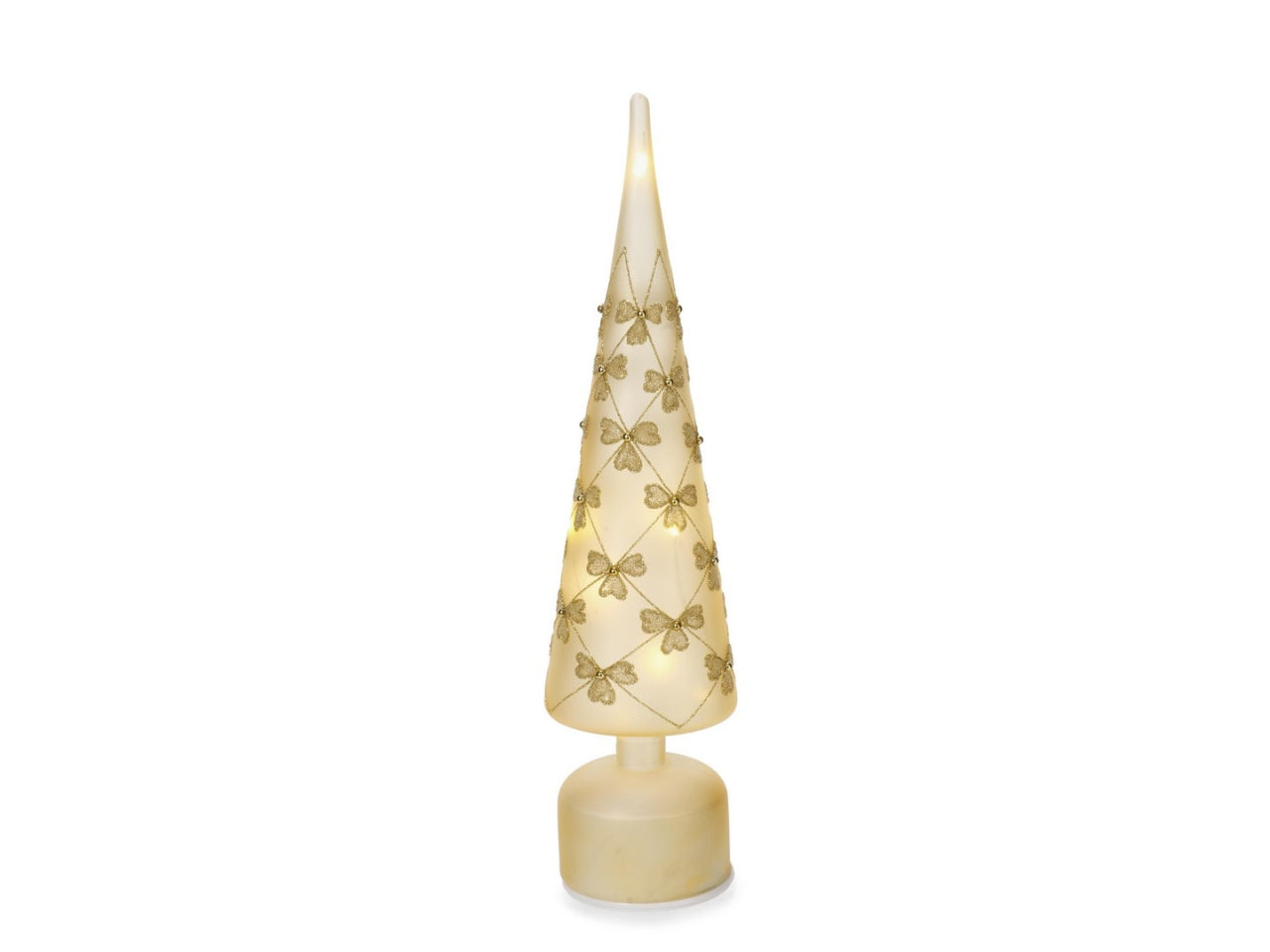 Albero pino in vetro41cm flock con led champagne