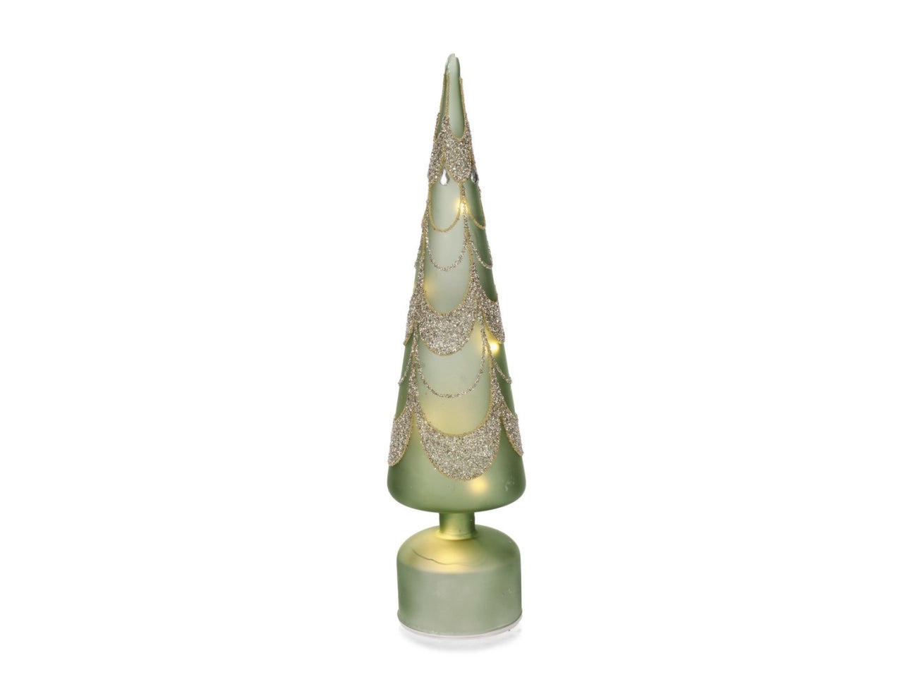 Albero pino in vetro 41cm drapery con led verde
