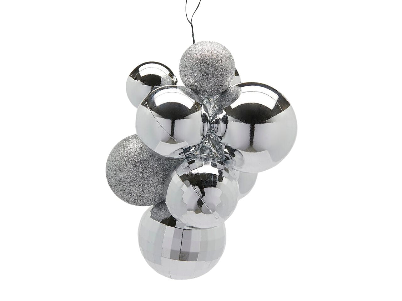 Decorazione grappolo mirrormixcon 10 palle argento