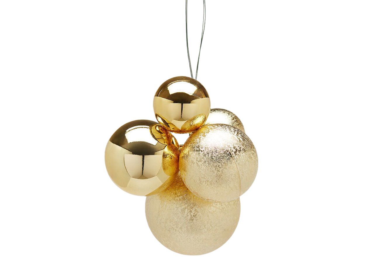 Decorazione grappolo groovemix con 5 palle oro