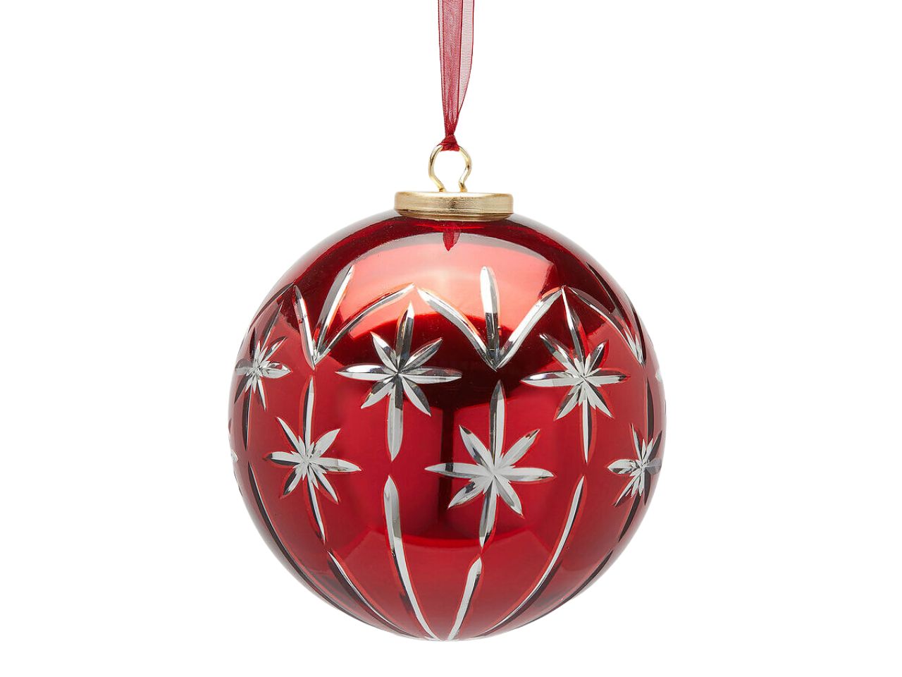 Palla 15cm con stelle rossa