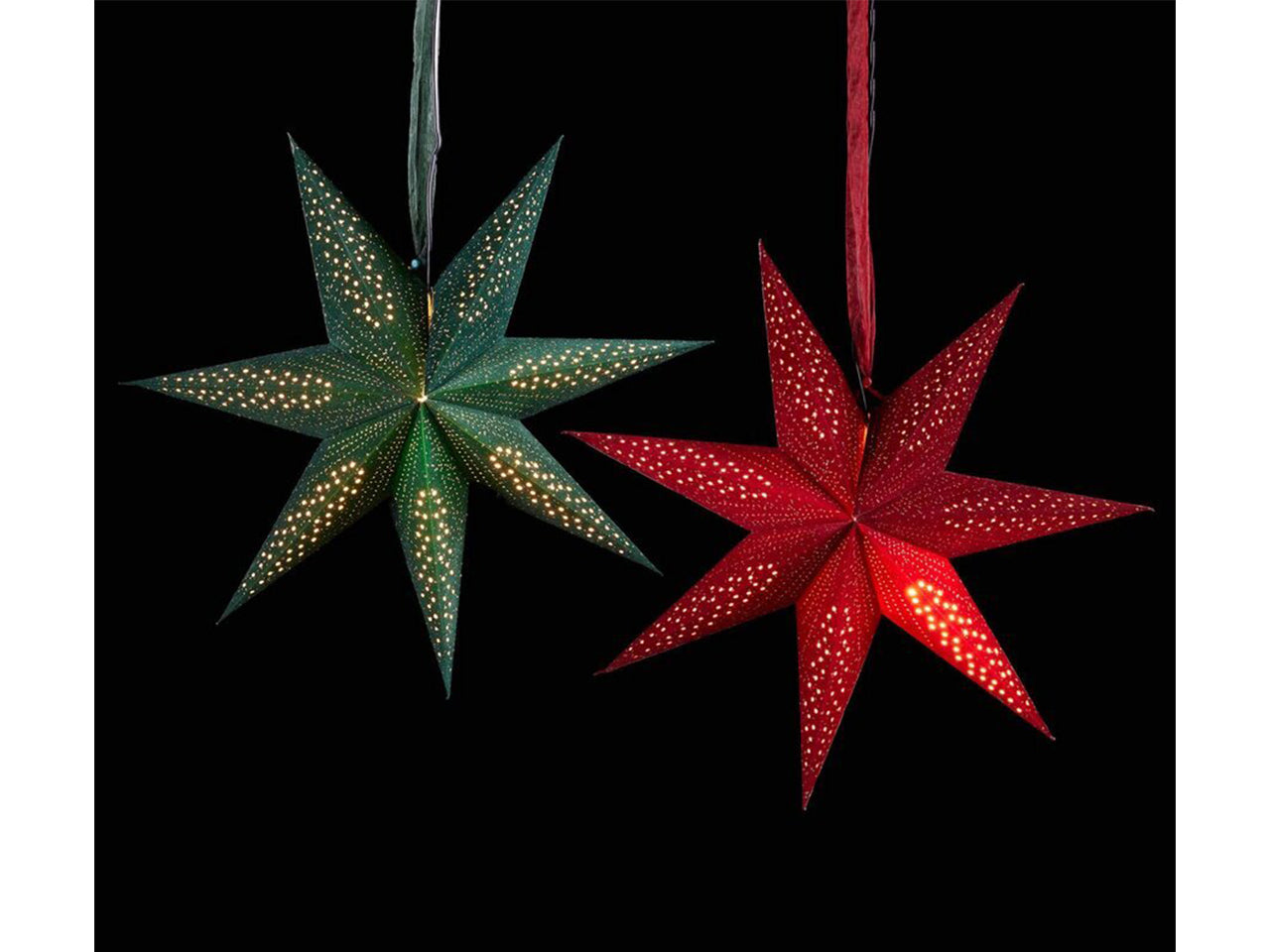 Decorazione stella carta traforata con portalampada colori assortiti