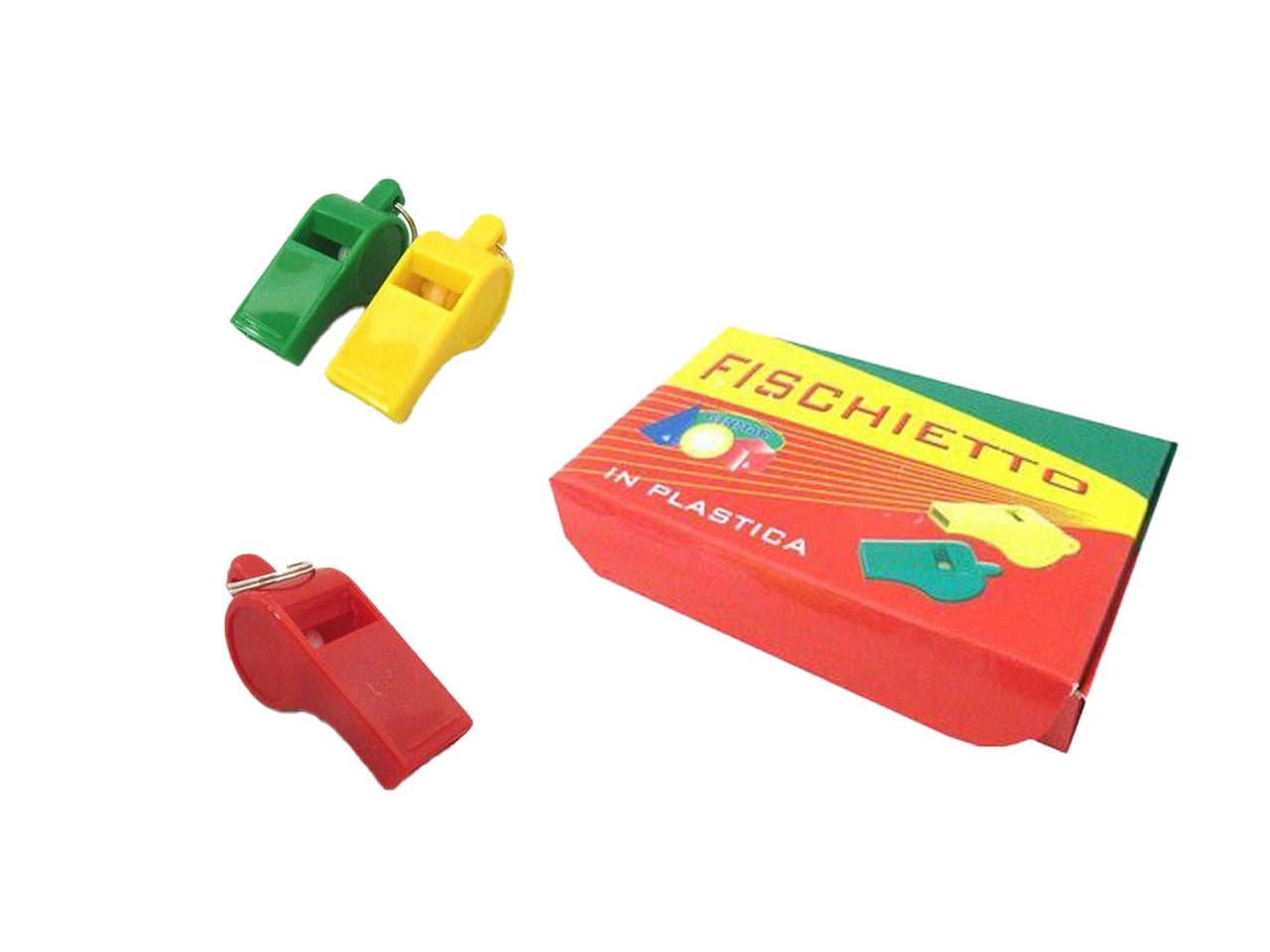 Fischietto plastica con gancetto colori assortiti