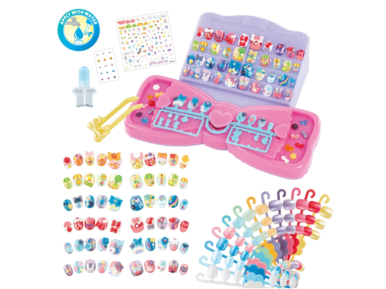 Designn' nail studio  set completo per decoro unghie Aquabeads in vari colori, tavolo da lavoro, pinzette di plastica, applicatore d'acqua con pennello, adesivi.