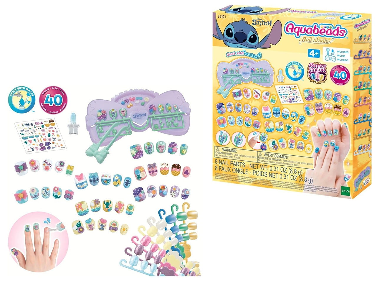 Stitch nail designer kit  per creare le unghie piÃ¹ divertenti, con disegni di Stitch e senza bisogno di colla o altri accessori fastidiosi.