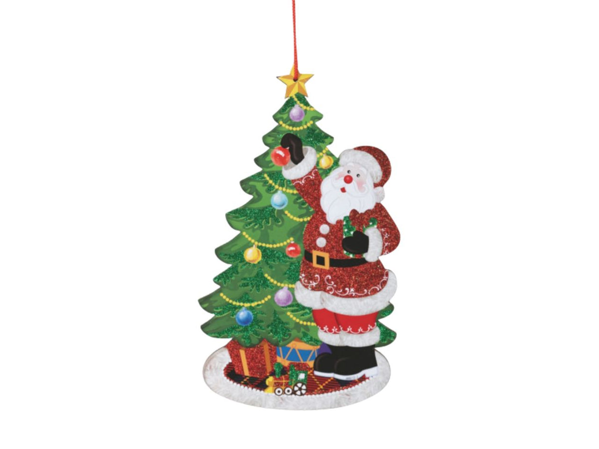 Decorazione babbo natale con albero 21,5x37cm