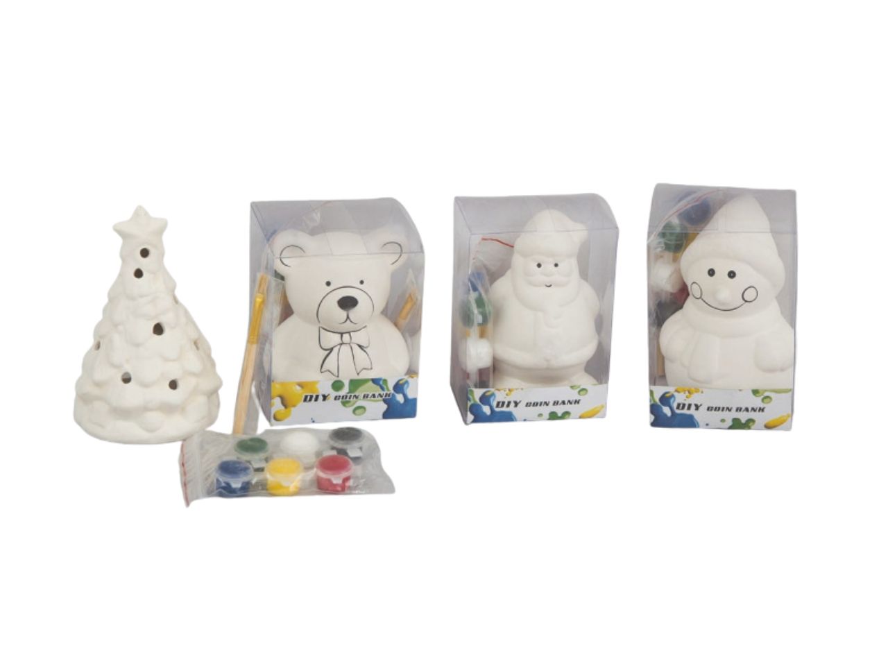 Soggetto natalizio in gesso 14cm con acquerelli e pennello modelli asortiti