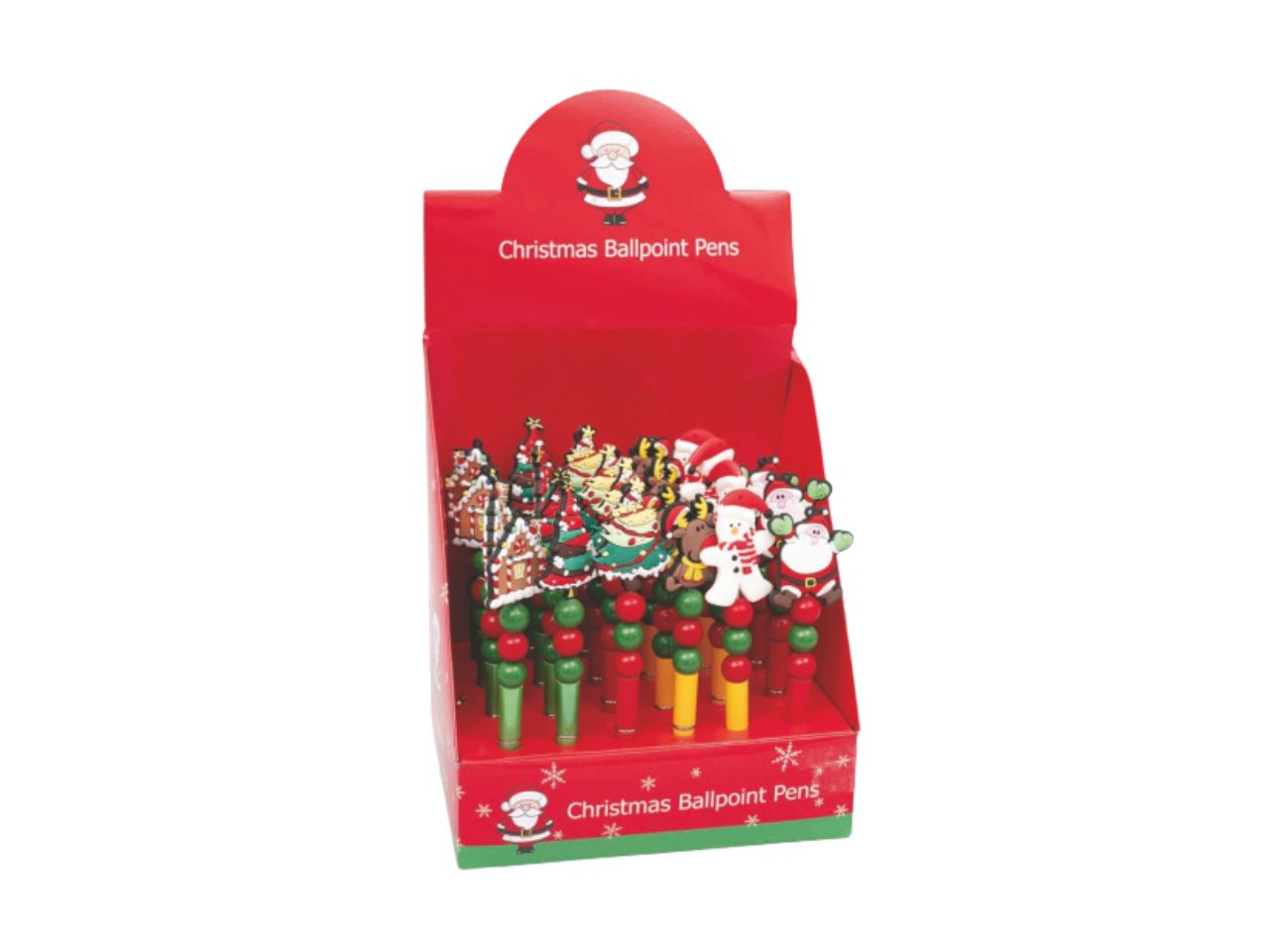Penna natalizia 23cm con decori in gomma e sfere colorate assortiti