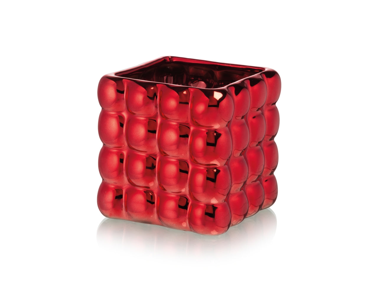 Bubble cube vaso 11,5xh.11,6cm rosso metal