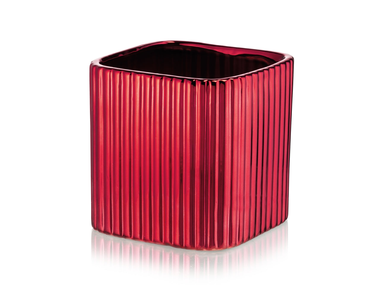 Nairobi cube vaso 13,5x13,5cm rosso metal
