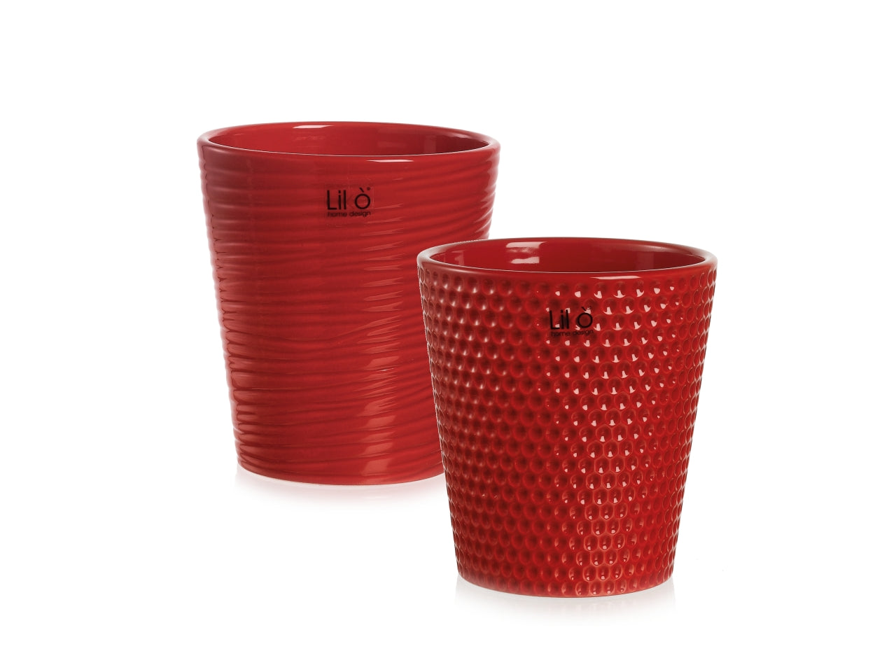 CaspÃ² rigato/pois 13xh.14cm rosso