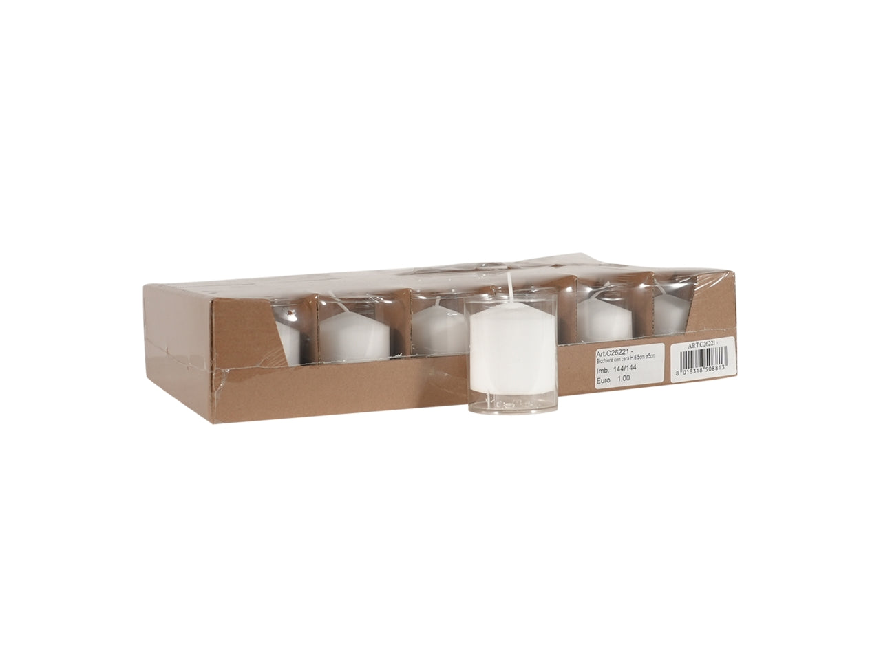 Candela con bicchiere 5xh.6,5cm