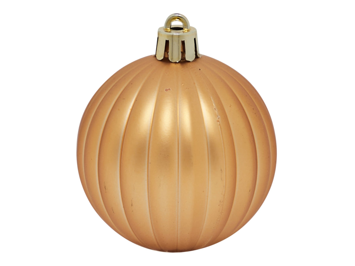 Palla 10cm a spicchi in plastica, confezione da 4 pezzi colore oro opaco