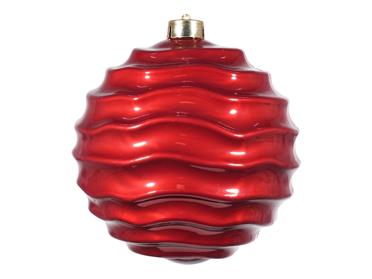 Palla 15cm rigata in plastica rosso