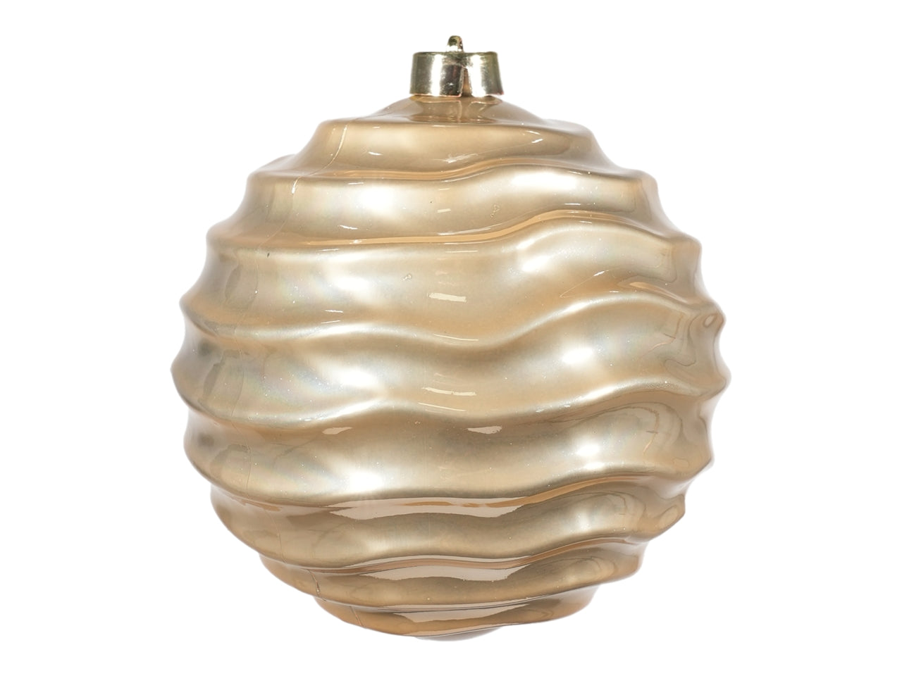 Palla 15cm rigata in plastica beige