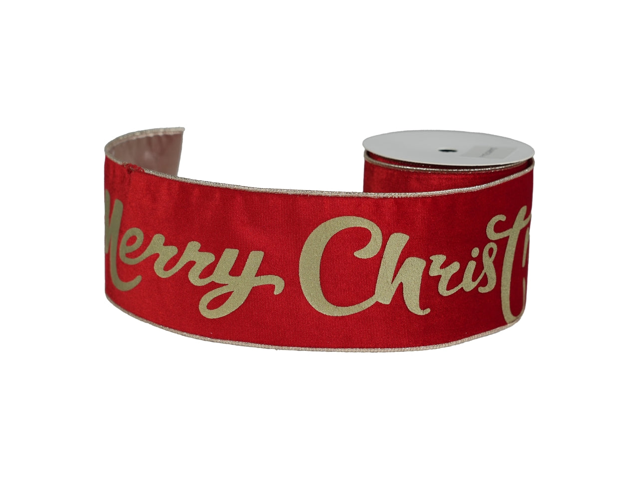 Nastro 10cmx9,14mt con scritta merry x'mas rosso