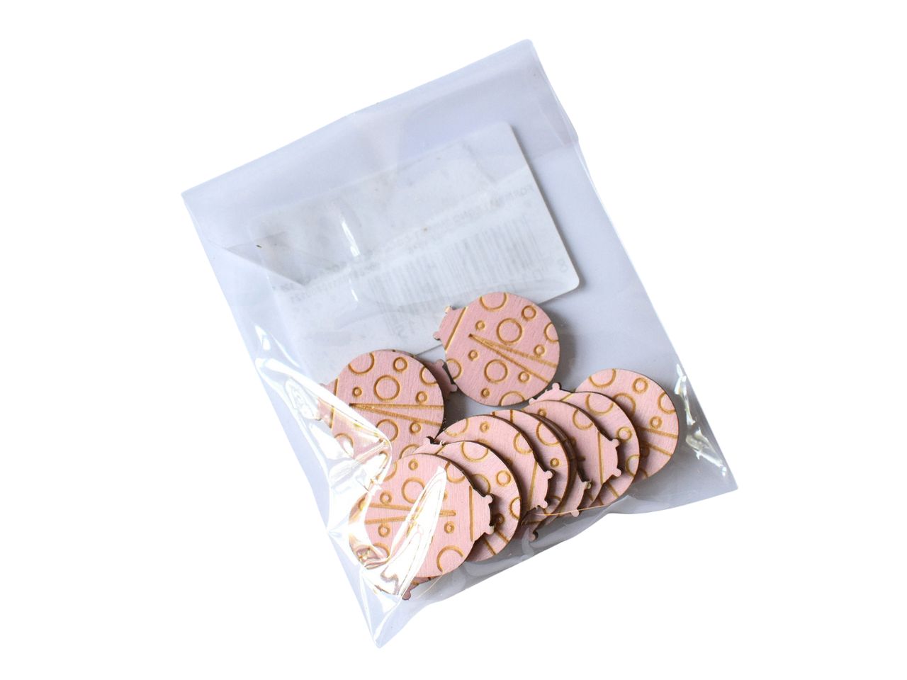 Formina legno 3mm ST coccinella rosa la confezione contiene 12 pezzi