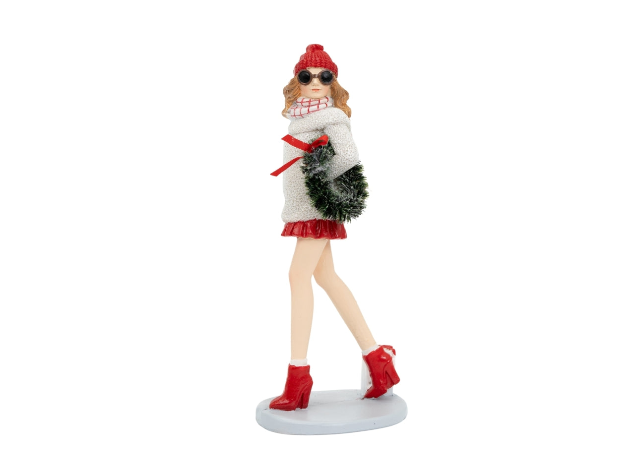 Donna con corona e poullover bianco 18cm