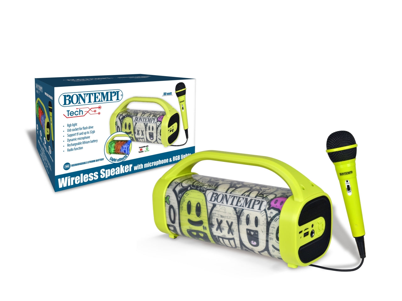Cassa wireless con microfono e luci RGB