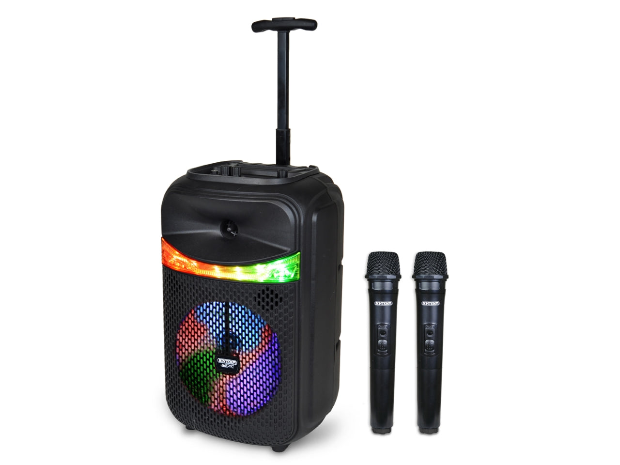 cassa wireless trolley con 2 microfoni wireless e luci RGB