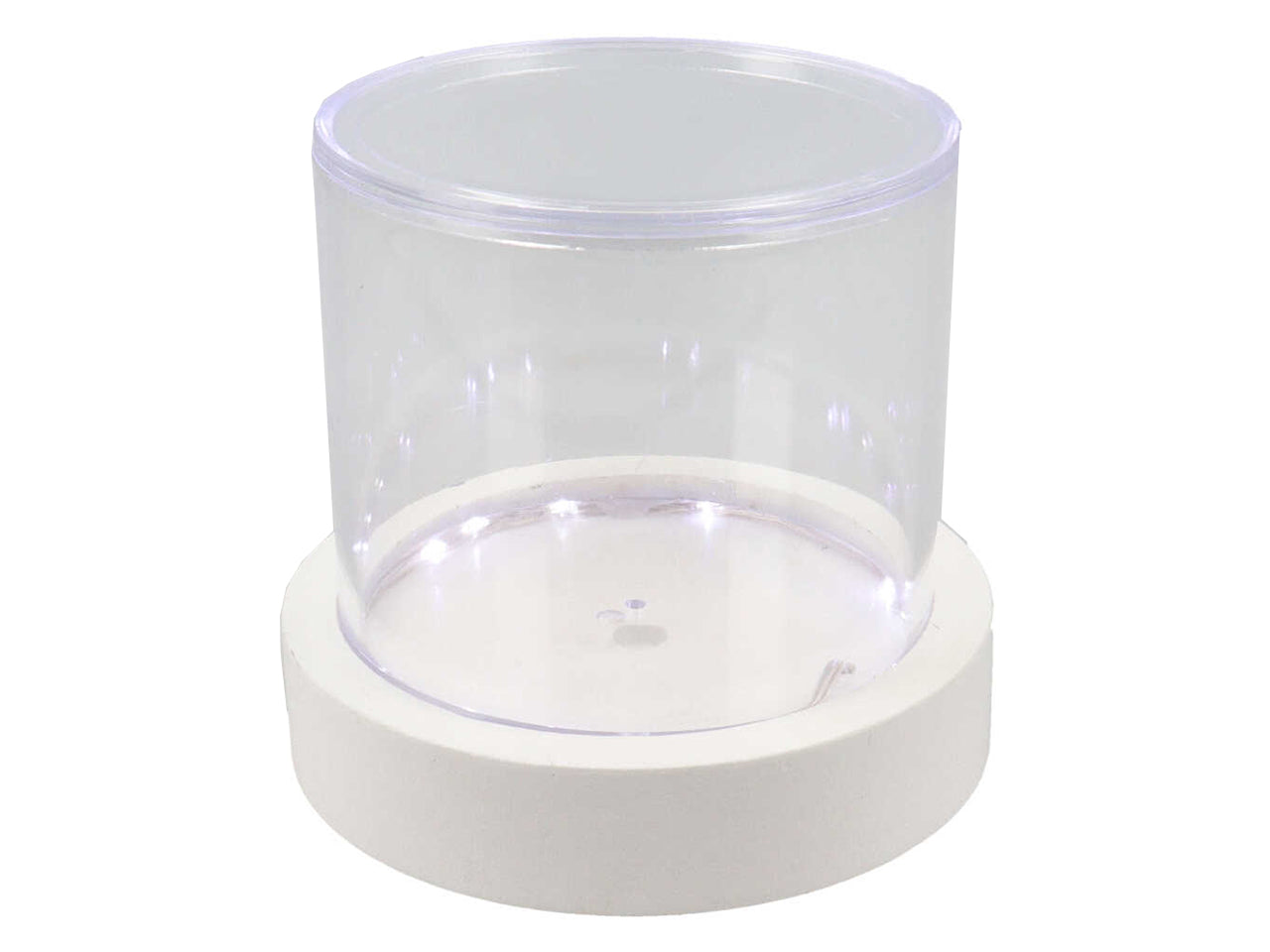 Scatola plex tonda con led di colore bianco