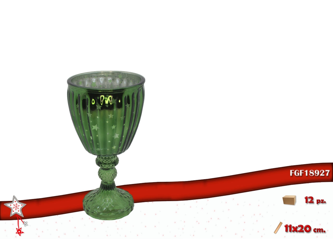 Calice vetro 11x20cm verde