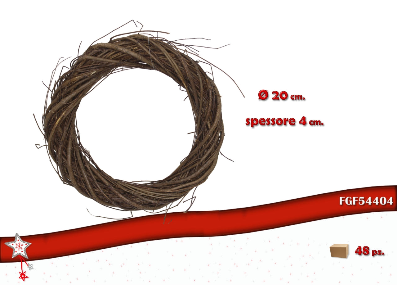 Corona 20cm intrecciata in legno naturale