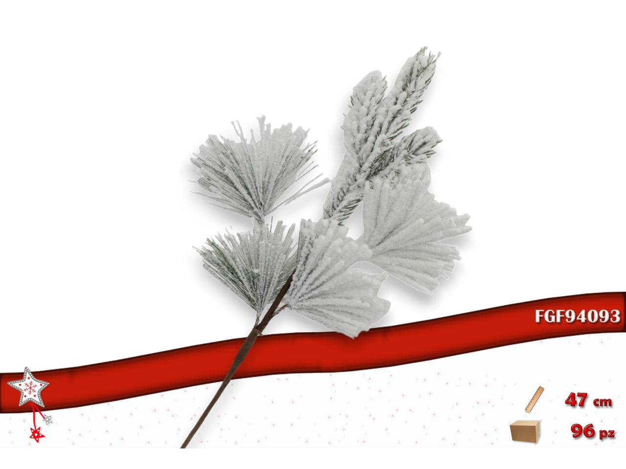 Ramo foglie innevato 47cm