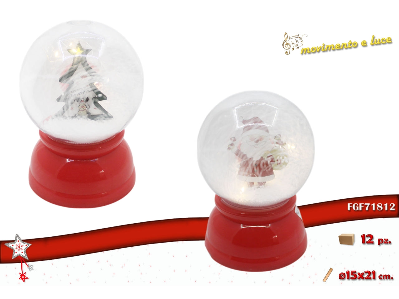 Ampolla 15xh.21cm con musica, luce e movimento