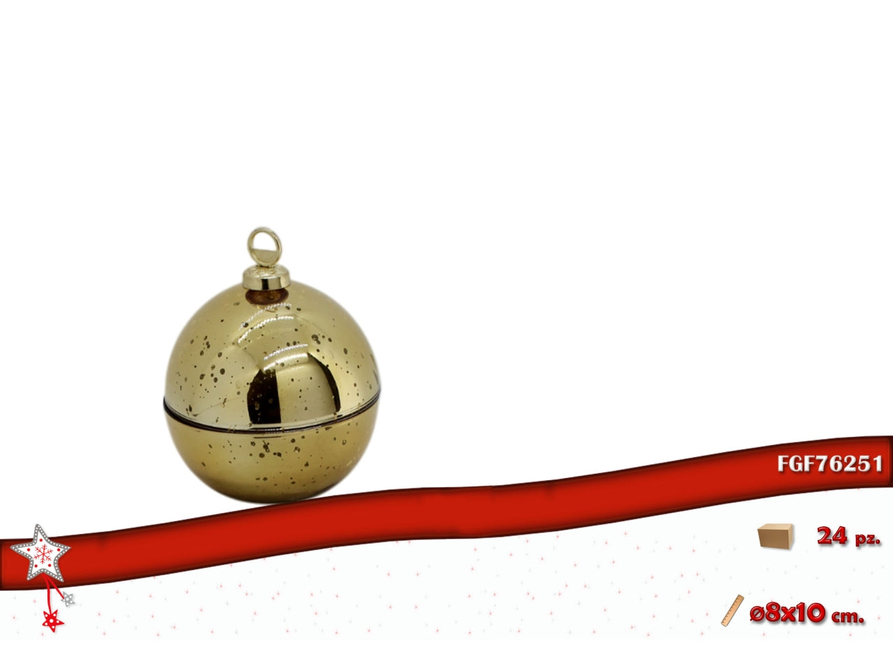 Palla in vetro 8cm apribile oro