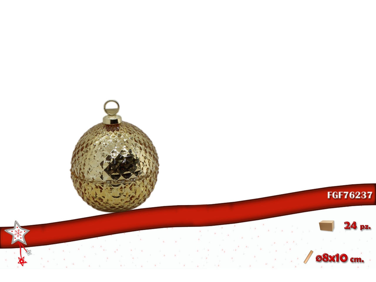 Palla in vetro 8cm apribile oro