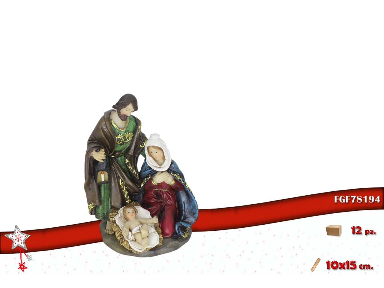 Nativita' 10x15cm in poliresina colorata