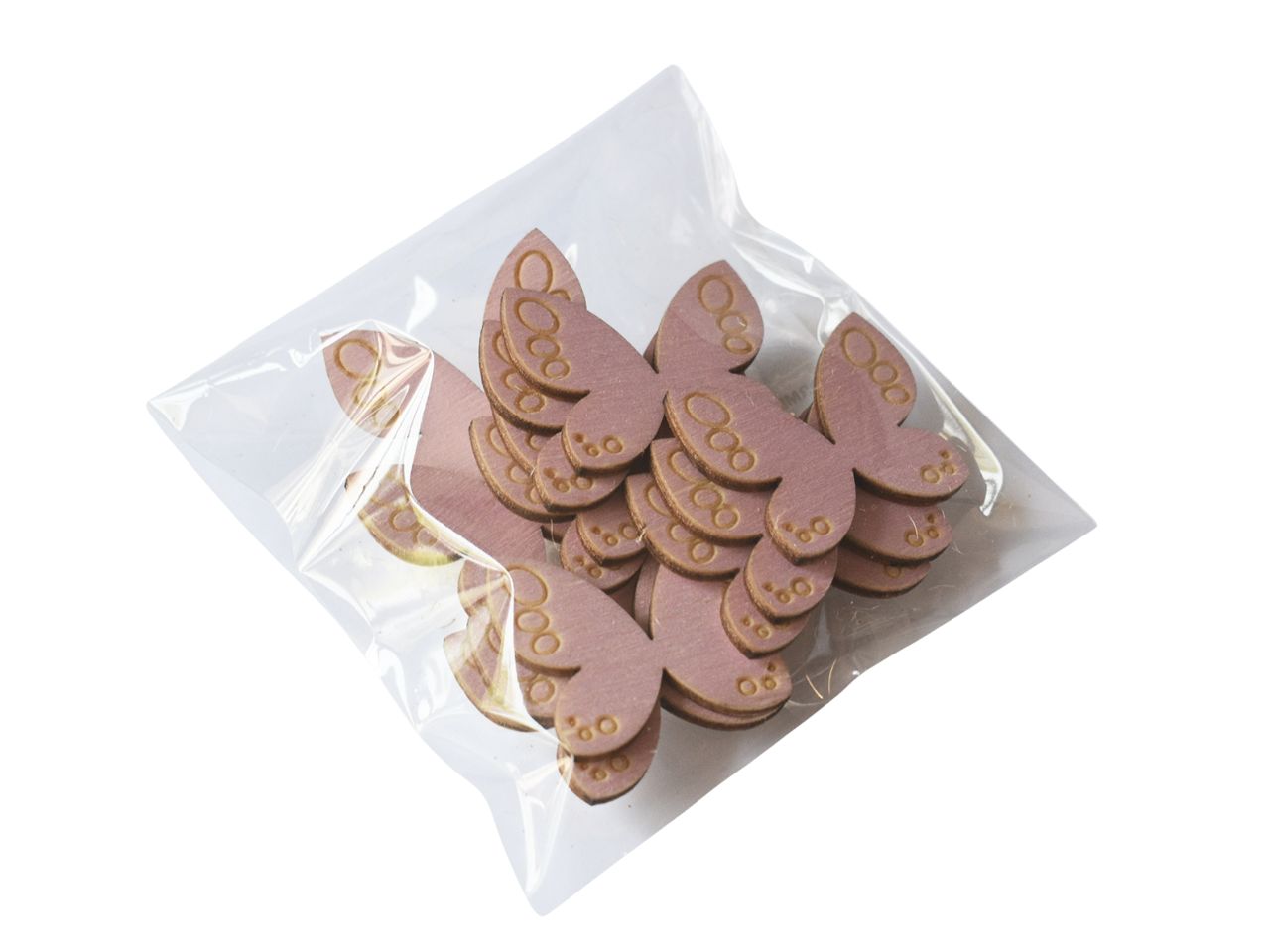 Formina legno 3mm farfalla di colore rosa la confezione contiene 12 pezzi