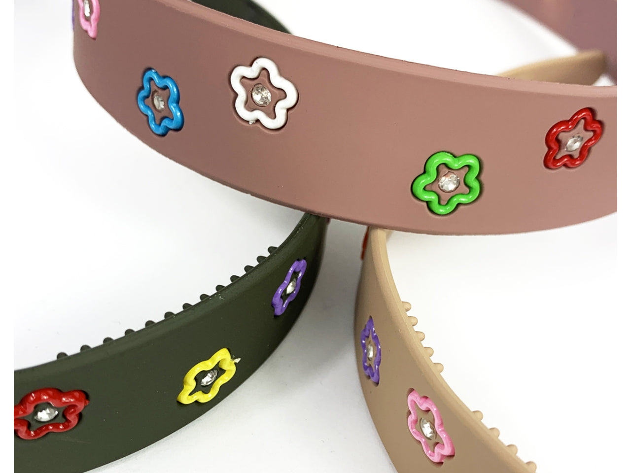 Cerchietto largo soft touch con fiorellini