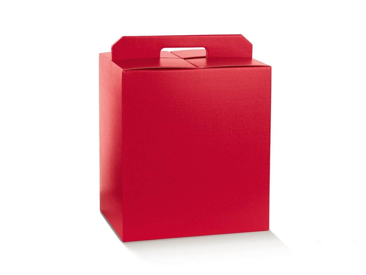 Fibra rosso portapanettone + bottiglia 33x25x35cm