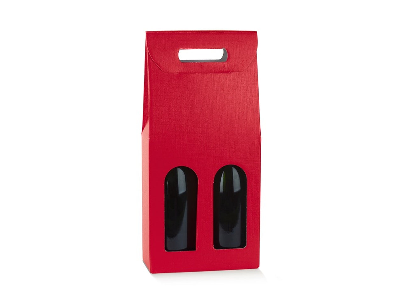 Fibra rosso portabottiglia 2posti con maniglia 18x9x38,5cm