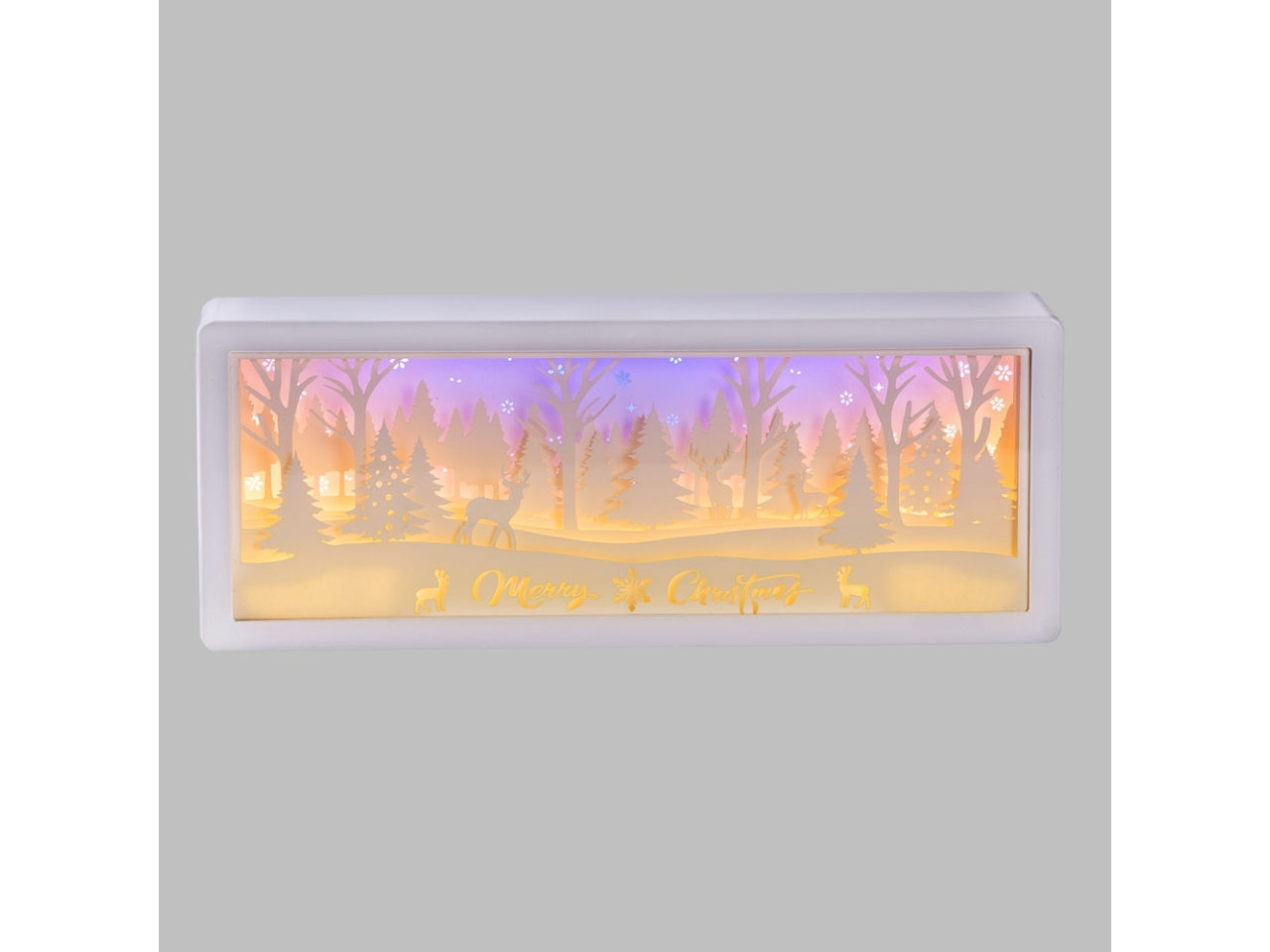 Decorazione paesaggio luminoso 16x10cm con led bianco caldo e blu, luce fissa a batteria, modelli assortiti