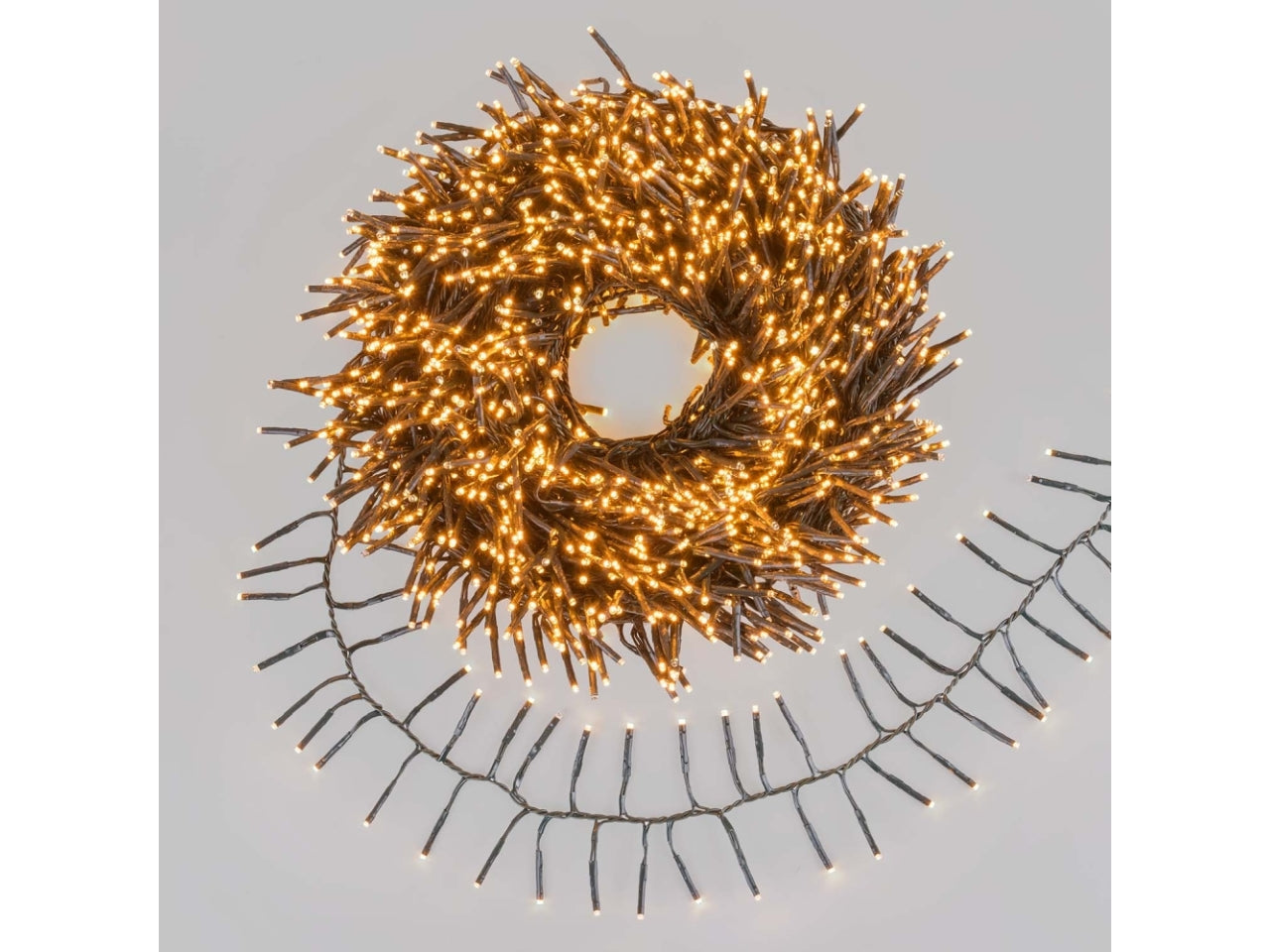 Catena luminosa 2000 microled bianco traditional e gioco di luce automatico flashled diamond bianco caldo, filo verde 4+30mt per uso interno/esterno IP44