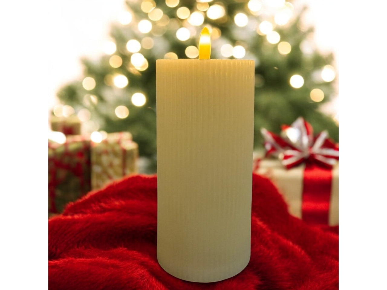 Candela fiamma led bianco caldo 7,5xh.15cm avorio a batteria