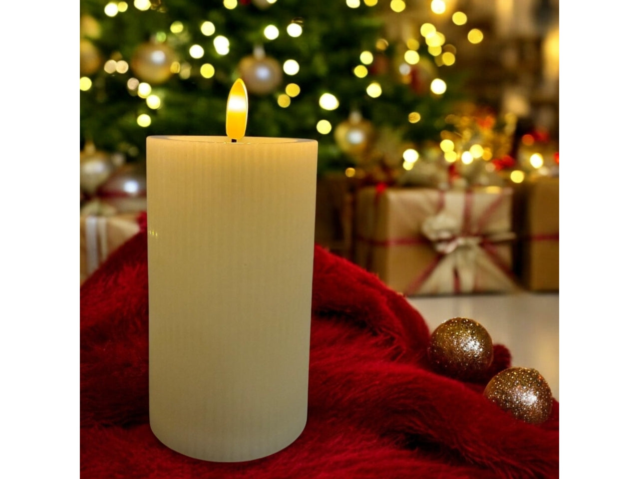 Candela fiamma led bianco caldo 7,5xh.12,5cm avorio a batteria