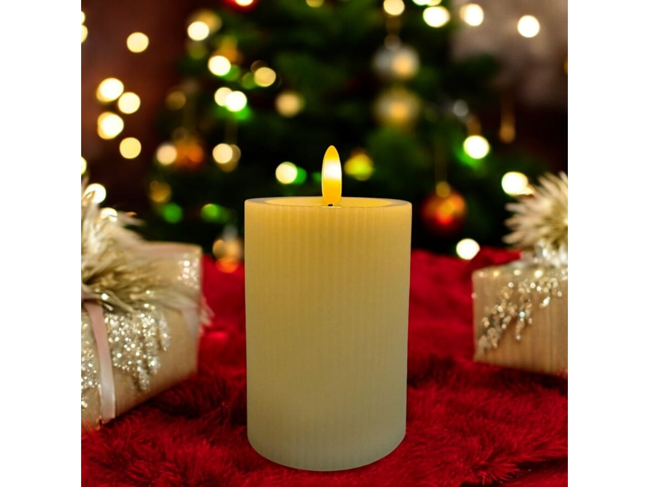 Candela fiamma led bianco caldo 7,5xh.10cm avorio a batteria