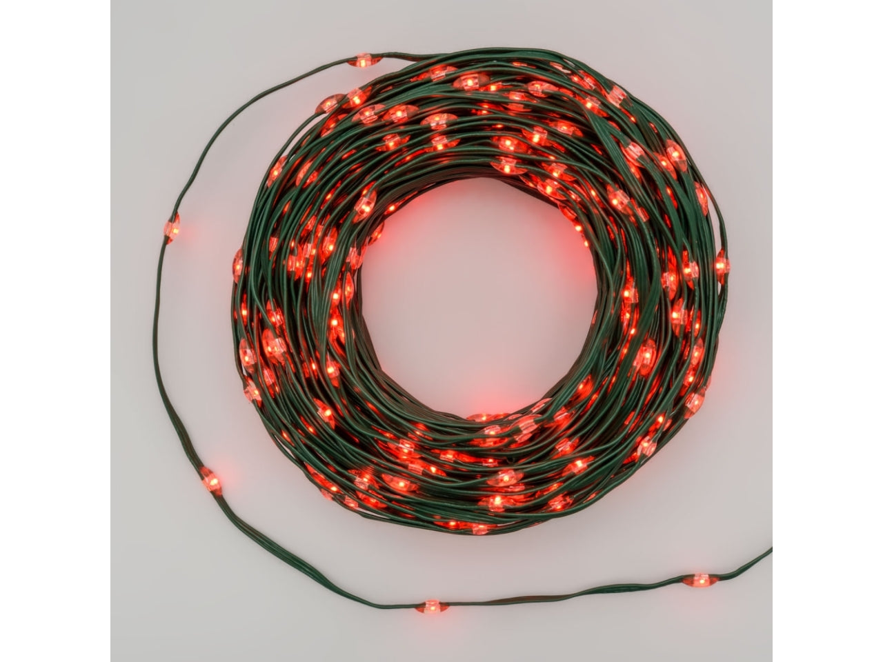 Catena 400 gocce led rosse e gioco di luce, 4+30mt cavo verde per uso interno/esterno